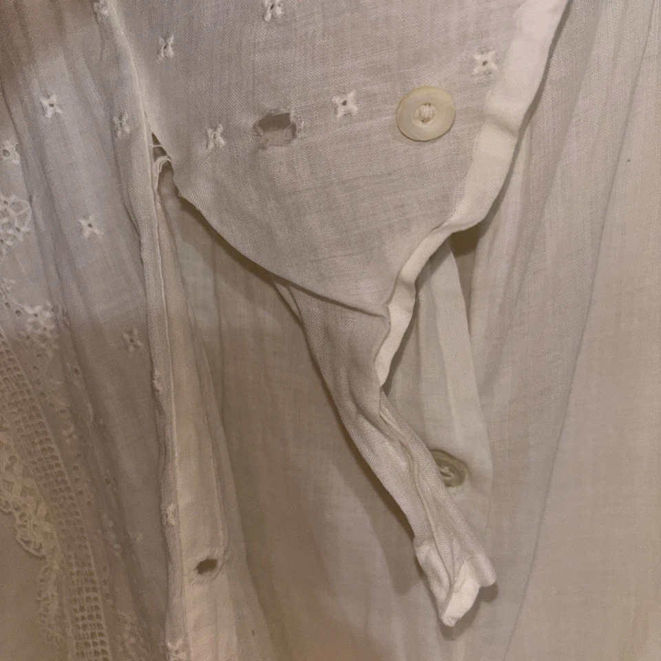 Antiguo Vestido Eduardiano Niñas Corte Tea Lawn Blusa Cintura Talla 10-12 Dañado Foto 4 de 4