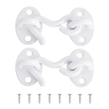 2Pcs 2inch Hook and Eye Latches Barn Door Lock Stainless Steel White