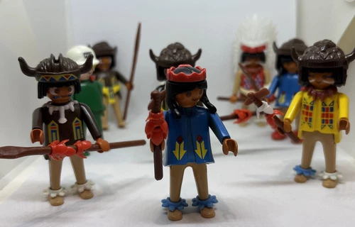 Vintage 1974 Playmobil Indians (Lot Of 9) Western / Native