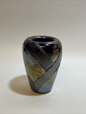 Poole Pottery Alchemy Black & Gunmetal Metallic Glaze Manhattan Vase 49. 11cm