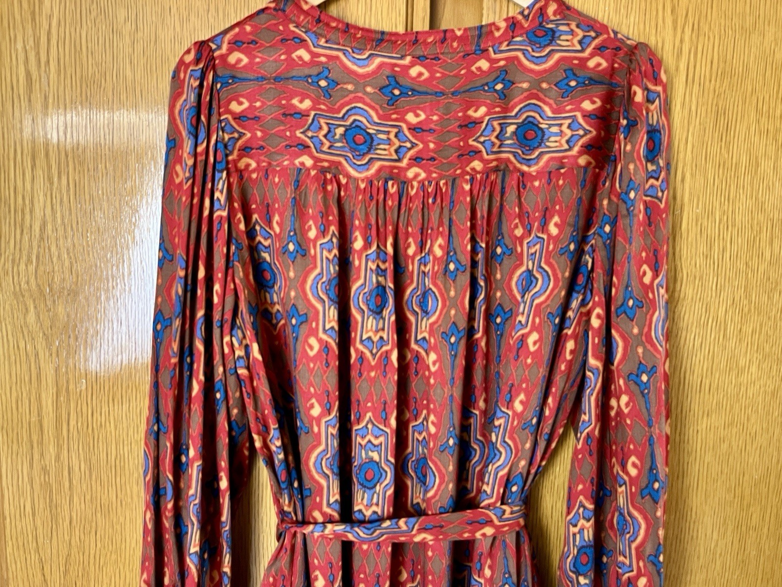 TINY Dress Medium Red Aztec Print Anthropologie R… - image 6