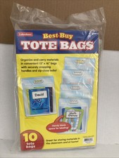 Lakeshore Tote Bags With Snapping Handles For Classroom Materials, Pack Of 10