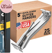 Quick Screw Gutter Hangers 5 Inch- 25 Pack - 5 Inch Gutter Clips with Bonus 6 In