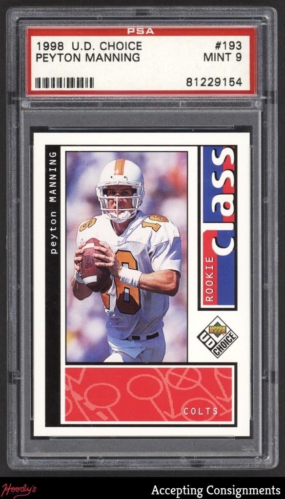 1998 UD Choice #193 Peyton Manning RC Rookie PSA 9 MINT COLTS view 1