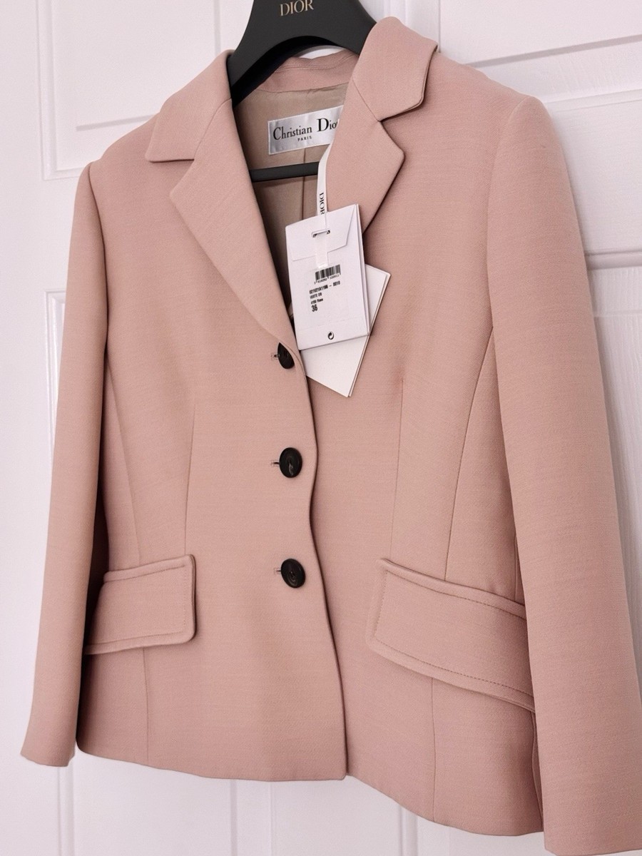 ジャケット DIOR Pink Wool Silk Jacket 411V36A1166 4503 Macrocannage Jacket Peach Blossom Pink Cotton-Blend Tweed