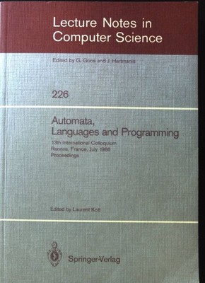Automata, languages and programming; Lecture notes in computer science ; 226 Kot