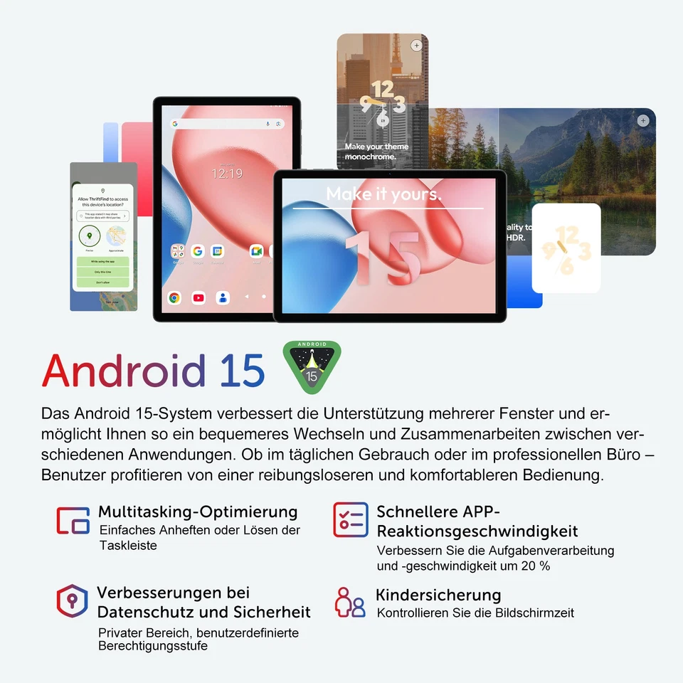 2025 Neuest Tablet Android 15 16GB RAM+256GB 8000mAh 11 Zoll Octa Core WlFl IPS - Bild 4 von 4