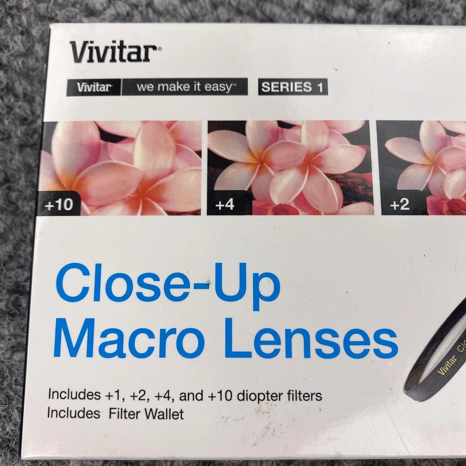 Vivitar Close-Up Macro Lenses 49mm 4 Piece Kit +1 +2 +4 +10 Filter Set Wallet - Image 3 of 4
