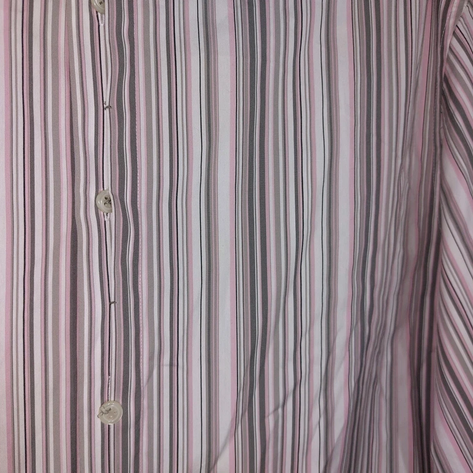 Camisa de vestir gris manga larga con botones a rayas talla L ELIE TAHARI para hombre usada en excelente estado Foto 4 de 4