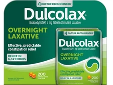 Dulcolax Laxative 200 Tablets Overnight Relief Constipation Stimulant, EXP 12/26