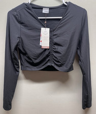 Calia Long Sleeve swim top womens small rashguard shirt black New ruched