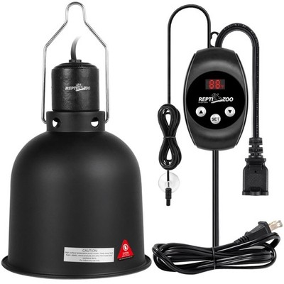 Reptile Light Fixture Dimming Thermostat Combo Pack, 5.5 Inch Deep Dome Lamp ...
