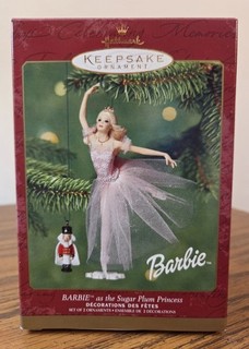 2001 Hallmark Keepsake Barbie as the Sugar Plum Princess Ornament Set of 2