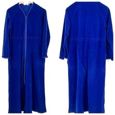 Vintage Vanity Fair Womens Royal Blue Zip House Coat Robe Size S