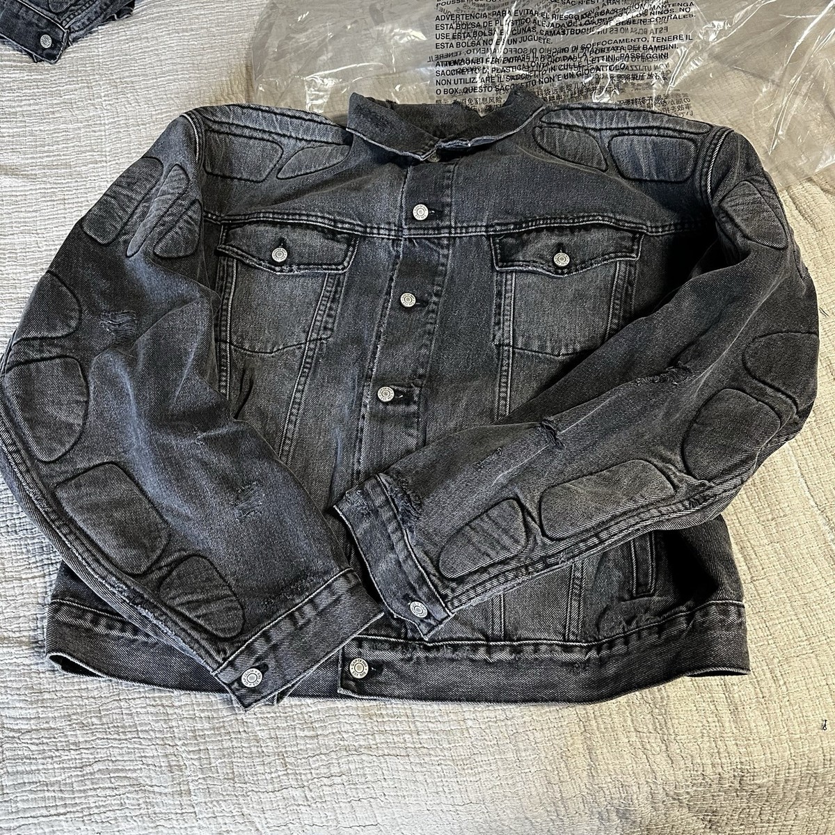 🇺🇸 Yeezy Gap Balenciaga Padded Denim Jacket XL Made in USA Grey
