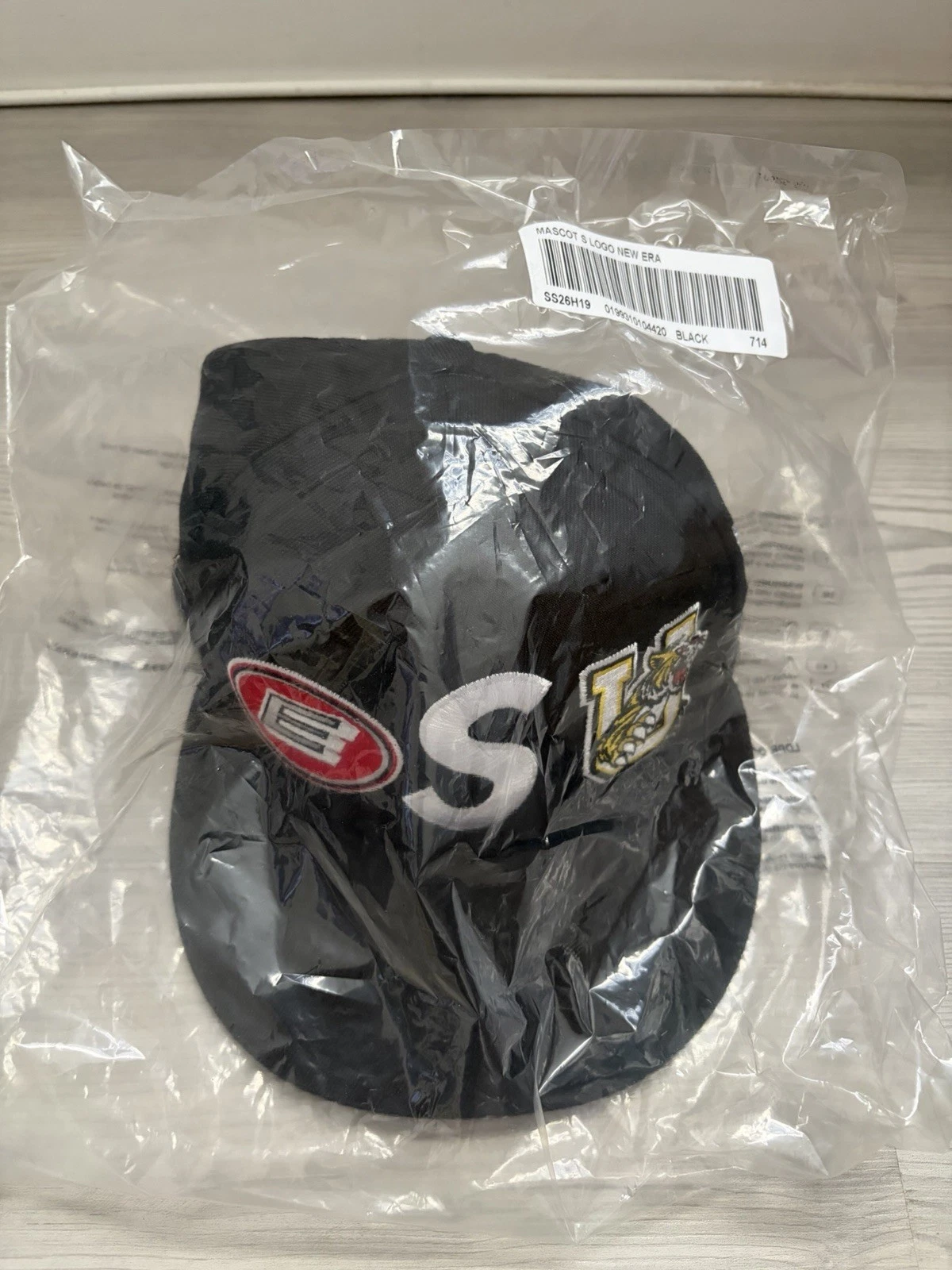 Supreme SS26 Mascots S Logo New Era 59Fifty Fitted Hat 7 1/4 Black -NEW IN HAND!