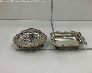 Silver Plate Serving Dishes, Rectangle and Shell Styles