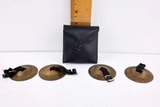 Vintage Brass Finger Cymbals Set of 4 - 2.25” - Solid Brass, Plastic Snap Case