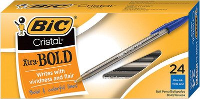 BIC Cristal Xtra Bold Ballpoint Pen, Bold Point (1.6Mm), Blue, 24-Count