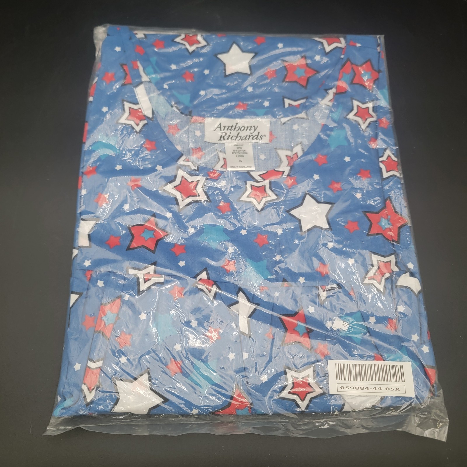 Anthony Richards Patriotic Star Muumuu House Dress Blue Red White NEW 5X Plus