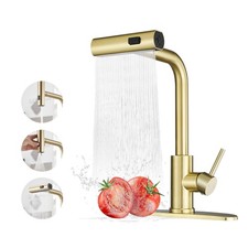 Gold Kitchen Faucet with Pull Down Sprayer, Stainless Steel, 3 Function
