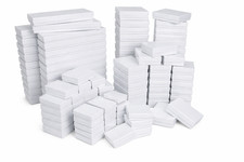50 or 100 White Glossy Jewelry Boxes White Cotton Filled Gift Boxes -Wholesale