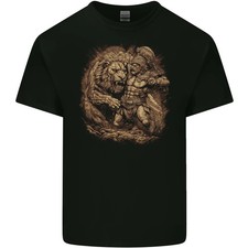 Camiseta de algodón ligero A Gladiator Fighting a Lion Warrior Gimnasio MMA para hombre