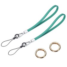 2 Pcs Leather Wristlet Strap Wrist Lanyard for Cellphone Keychain Green 