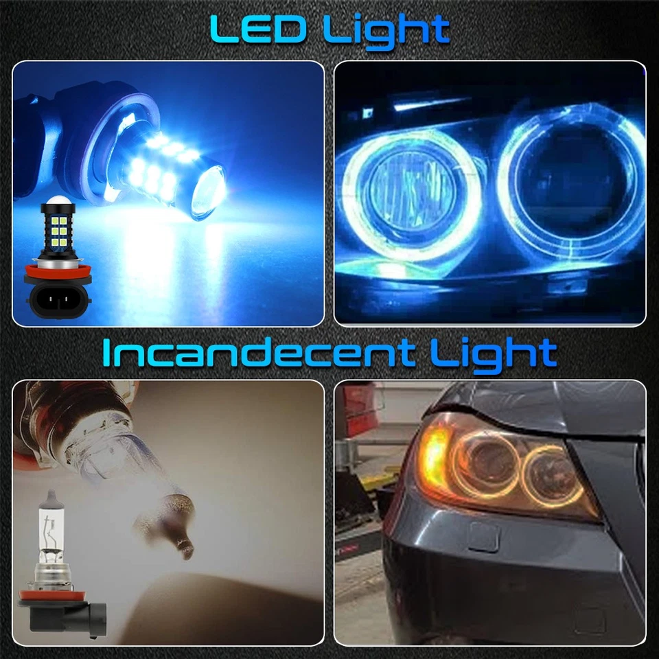 Bright Ice Blue H8 LED Light Bulbs Angel Eyes Halo Ring For BMW E92 E91 E60 - Image 2 of 4