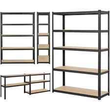 Heavy Duty Metal Rack Shelving Storage 43"W x 18"D x 71"H Garage 5 Shelf