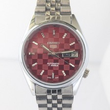 Vintage SEIKO 5 Automatic Men's Watch Red Checkered Dial Day-Date OH Serviced