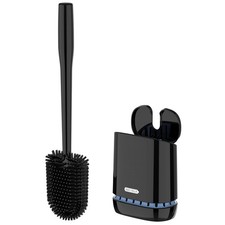 MR.SIGA Toilet Bowl Brush and Holder, Wall 4.8"L x 3.1"W x 15.7"H, Black