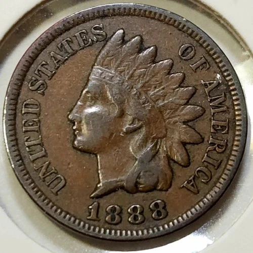 1888 Indian Head Cent - VF+ - Diamonds: 1 Full, 1 Partial - Clean!