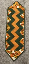 Thanksgiving Fall Quilted Table Runner Reversible Handmade Cottage 41x12