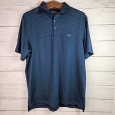 Vineyard Vines On-The-Go Sankaty Polo Shirt Mens Large Blue Stripe Golf OTG