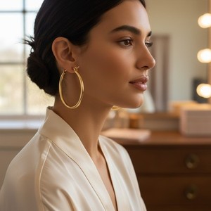 Authentic Versatile 30mm Gold Plated Hoop Earrings - Hypoallergenic Comfort for Daily Wear