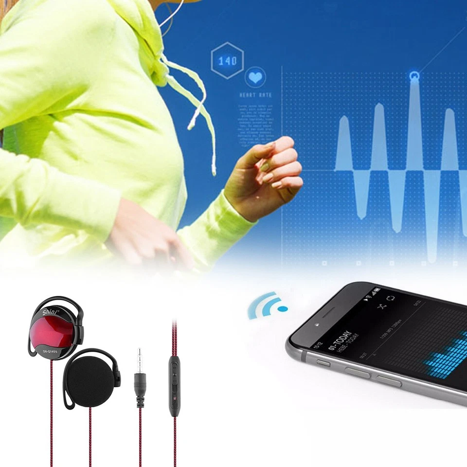 Sport-Ohrbügel gepolstert Stereo-Over-Ear-Kopfhörer Headset mit geflochtenem Kab - Bild 4 von 4