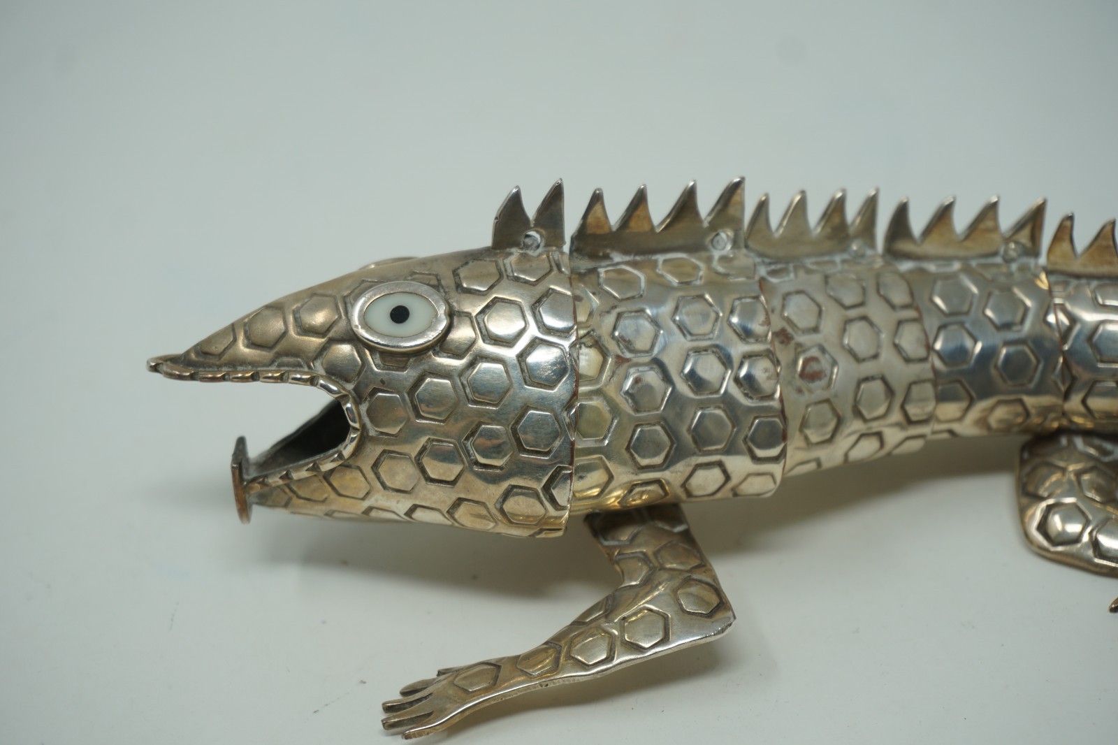 Vintage Emilia Castillo Mexico Silver Inlay IGUANA LIZARD Gekko Bottle Opener