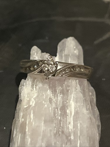 Sterling silver diamond ring Vintage cluster - Picture 12 of 16