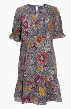 Madewell Ruffle-Sleeve Popover Baby Doll Dress in Bali Blooms Womens Small