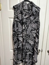 SPENSE Womens Sleeveless Dress Coverup Size 2X Black White Tropical Resort