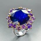 Vintage ring 12 ct+ Blue Sapphire Ring 925 Sterling Silver Size 8 /R471394