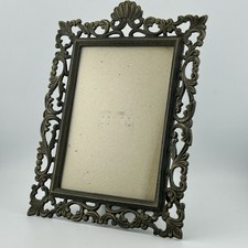 Ornate Baroque Style Cast Metal Picture Frame Bronze Scroll 5 x 7 Table Top