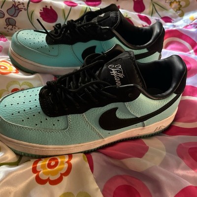 Nike Air Force 1 Tiffany & Co. Turquoise Black Leather Low Top Men's Sneakers