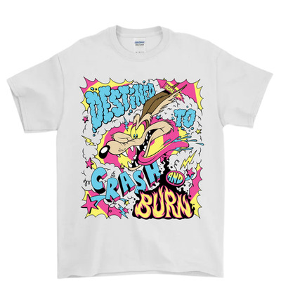 Retro Wile E. Coyote Crash And Burn Cartoon Graphic Tee Unisex Shirt