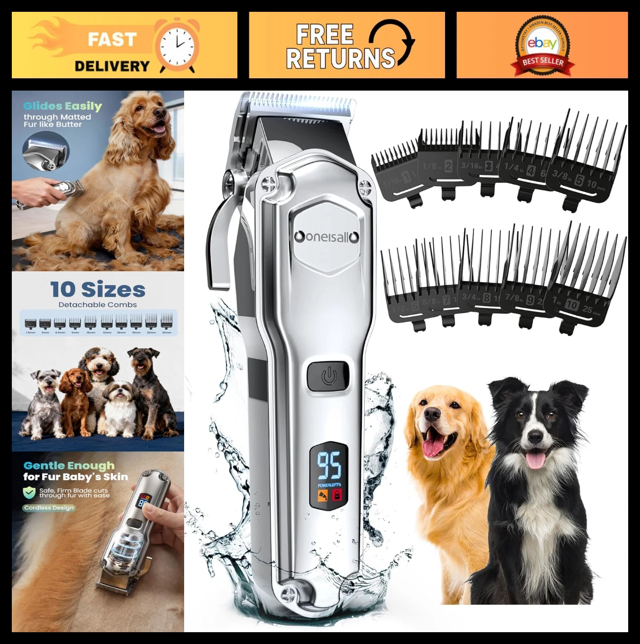 Dog Clippers for Thick Coats - Low Noise Cordless Pet Shaver, Waterproof, Detach
Opens in a new wind