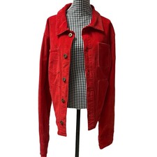 Tsunami Women’s Red Cotton Corduroy Button Up Valentine’s Jacket Pockets Medium
