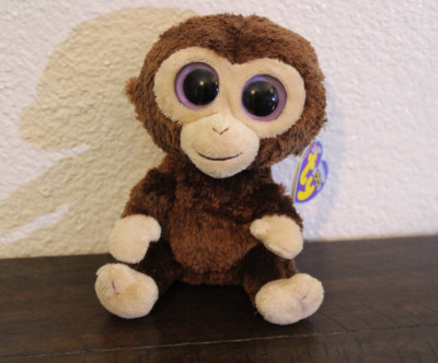 Ty Beanie Boos Coconut the Monkey Big Solid Purple Eyes Plush Toy 6'' Chimp 2012