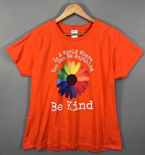 Port & Company T-Shirt Women's 2XL Orange Pullover Graphic Tee Short Sleeve Nice