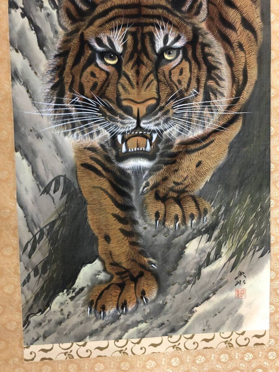 アンティーク 絵 セール✨天然石細工の絵画（69cm) 宝石絵 木額縁 美術工芸品